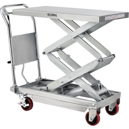 Global Industrial 20 x 35-3/4 Stainless Steel Mobile Scissor Lift Table, 800 Lb. Cap. 989010